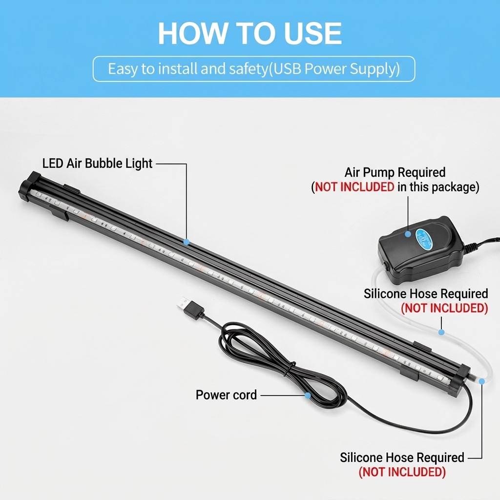 USB LED Aquarium Air Bubble Li - Marine Aquarium Lamp ulasan dan harga